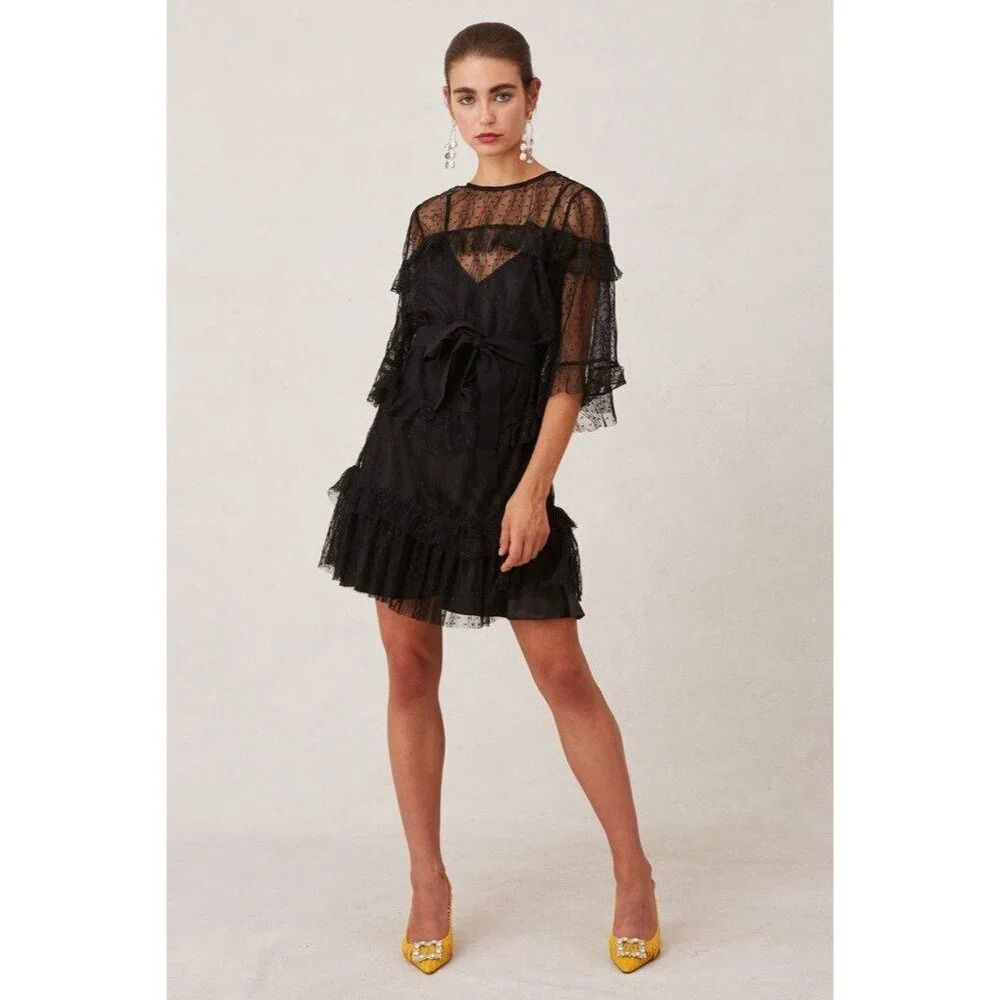 Keepsake the Label Meraki Women Mini Black Dress Size Small Semi Sheer Party‎